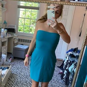 Susana Monaco turquoise strapless mini dress with back cutout